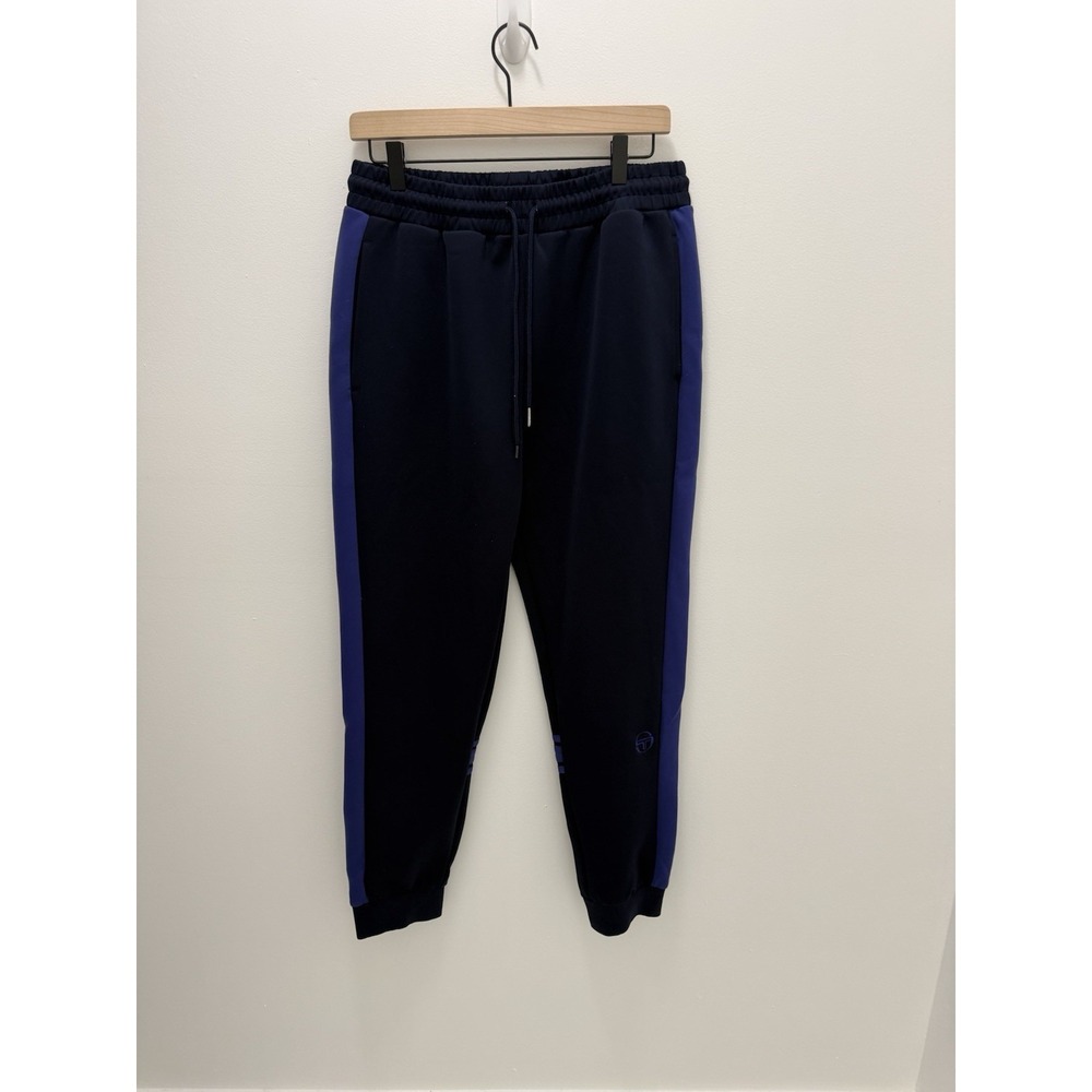 Sergio Tacchini Track Pants Joggers Men's Large Navy Purple Zip Ankle Logo